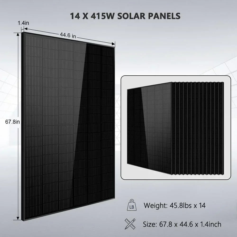Off-Grid Solar Kit 13000W 48VDC 120V/240V 20.48KWH Lithium Battery 14 X 415 Watts Solar Panels SGR-13KM - Green Vista Living