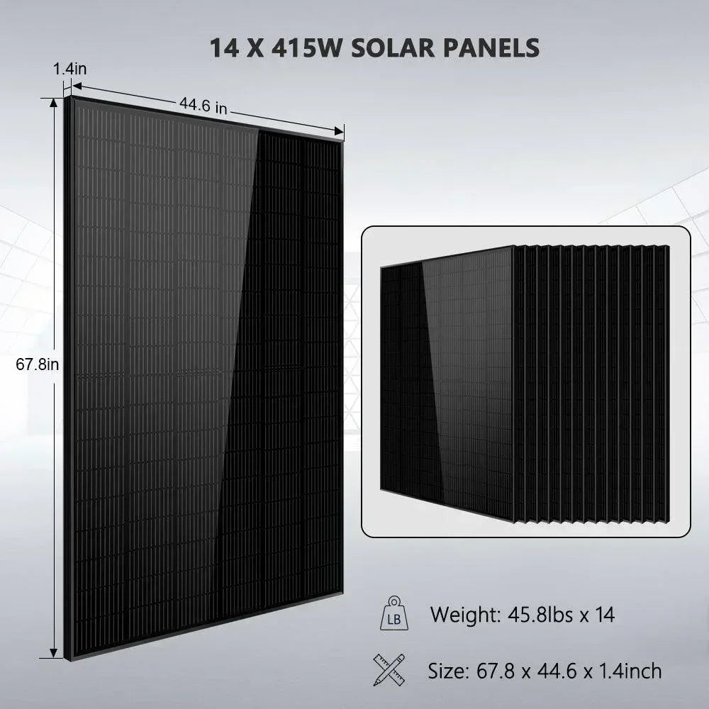 Off-Grid Solar Kit 13000W 48VDC 120V/240V 20.48KWH Lithium Battery 14 X 415 Watts Solar Panels SGR-13KM - Green Vista Living