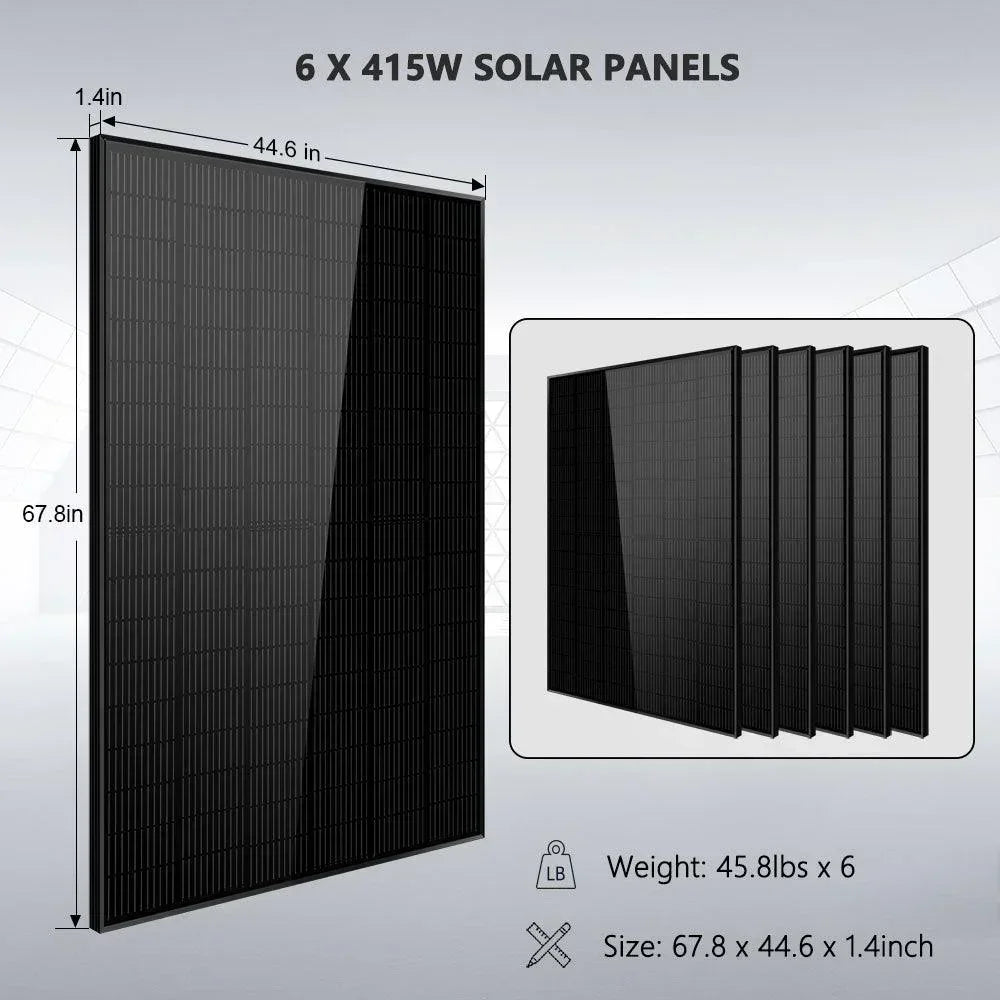 Off-Grid Solar Kit 5000W 48VDC 120V 10.24KWH Lithium Battery 6 X 415 Watts Solar Panels SGR-5KE - Green Vista Living