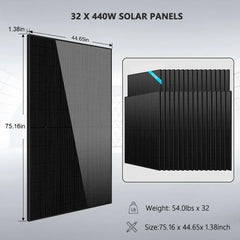 Off Grid Solar Kit 20Kw 48VDC 120v/240v 30.72kwh Lithium Battery 32 X 450 Watts Solar Panels SGR-20K30E - Green Vista Living