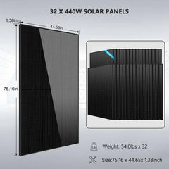 Off Grid Solar Kit 20Kw 48VDC 120v/240v 30.72kwh Lithium Battery 32 X 450 Watts Solar Panels SGR-20K30E - Green Vista Living