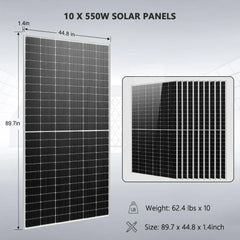 Off Grid Solar Kit 10 X 550 Watts Solar Panels 4 X 5.12KWh Powerwall Lithium Battery 10KW Solar Inverter 48vdc 120v/240v SGM-10K20 - Green Vista Living