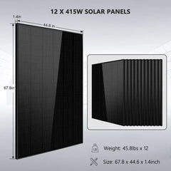 Off Grid Solar Kit 12 X 415 Watts Solar Panels 4 X 5.12kwh Lithium Battery 8000W Solar Inverter 48VDC 120V/240V SGM-8K20 - Green Vista Living