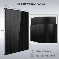 Off Grid Solar Kit 16KW 48VDC 120V/240V 25.6KWH LITHIUM BATTERY 32 X 415 Watts Solar Panels SGR-16K25E - Green Vista Living