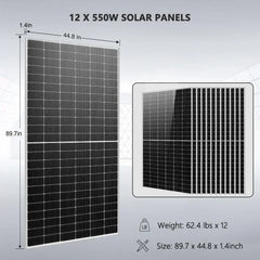 Off Grid Solar Kit 10KW 48VDC 120V/240V 25.6KWH Lithium Battery 12 X 550 Watts Solar Panels SGR-10K - Green Vista Living