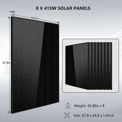 Off-Grid Solar Kit 6500W 48VDC 120/240VAC LifePo4 10.24KWH Lithium Battery 8 X 415W Solar Panels SGR-6510E - Green Vista Living