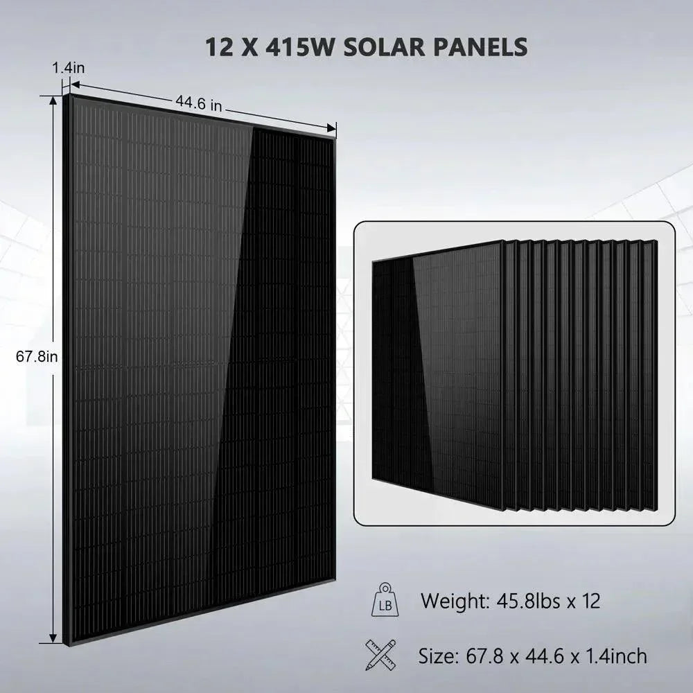 Off-Grid Solar Kit 8000W 48VDC 120V/240V LifePo4 10.24KWH Lithium Battery 8 X 415 Watts Solar Panels SGR-8K10E - Green Vista Living
