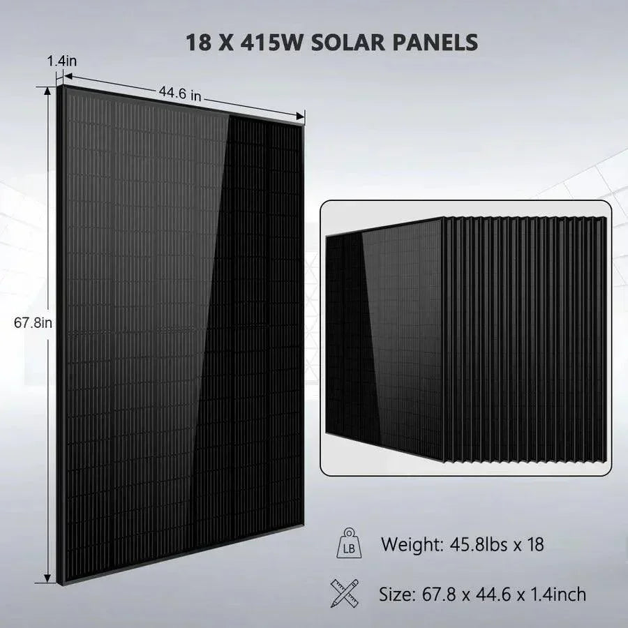 Off-Grid Solar Kit 18000W 48VDC 120V/240V 30.72KWH Lithium Battery 20 X 415 Watts Solar Panels SGR-18K20E - Green Vista Living