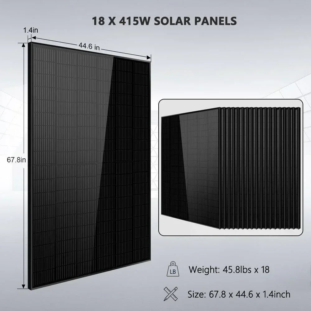 Off-Grid Solar Kit 18000W 48VDC 120V/240V 30.72KWH Lithium Battery 20 X 415 Watts Solar Panels SGR-18K20E - Green Vista Living