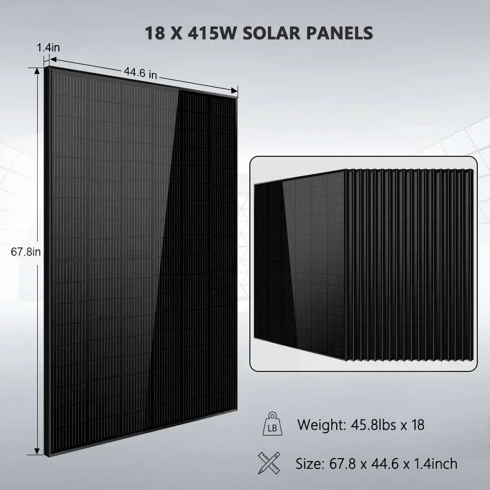 Off-Grid Solar Kit 18000W 48VDC 120V/240V 30.72KWH Lithium Battery 20 X 415 Watts Solar Panels SGR-18K20E - Green Vista Living
