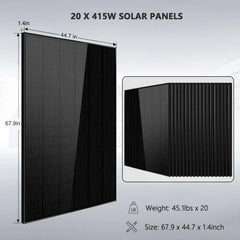 Off-Grid Solar Kit 18000W 48VDC 120V/240V 30.72KWH Lithium Battery 20 X 415 Watts Solar Panels SGR-18K20E - Green Vista Living