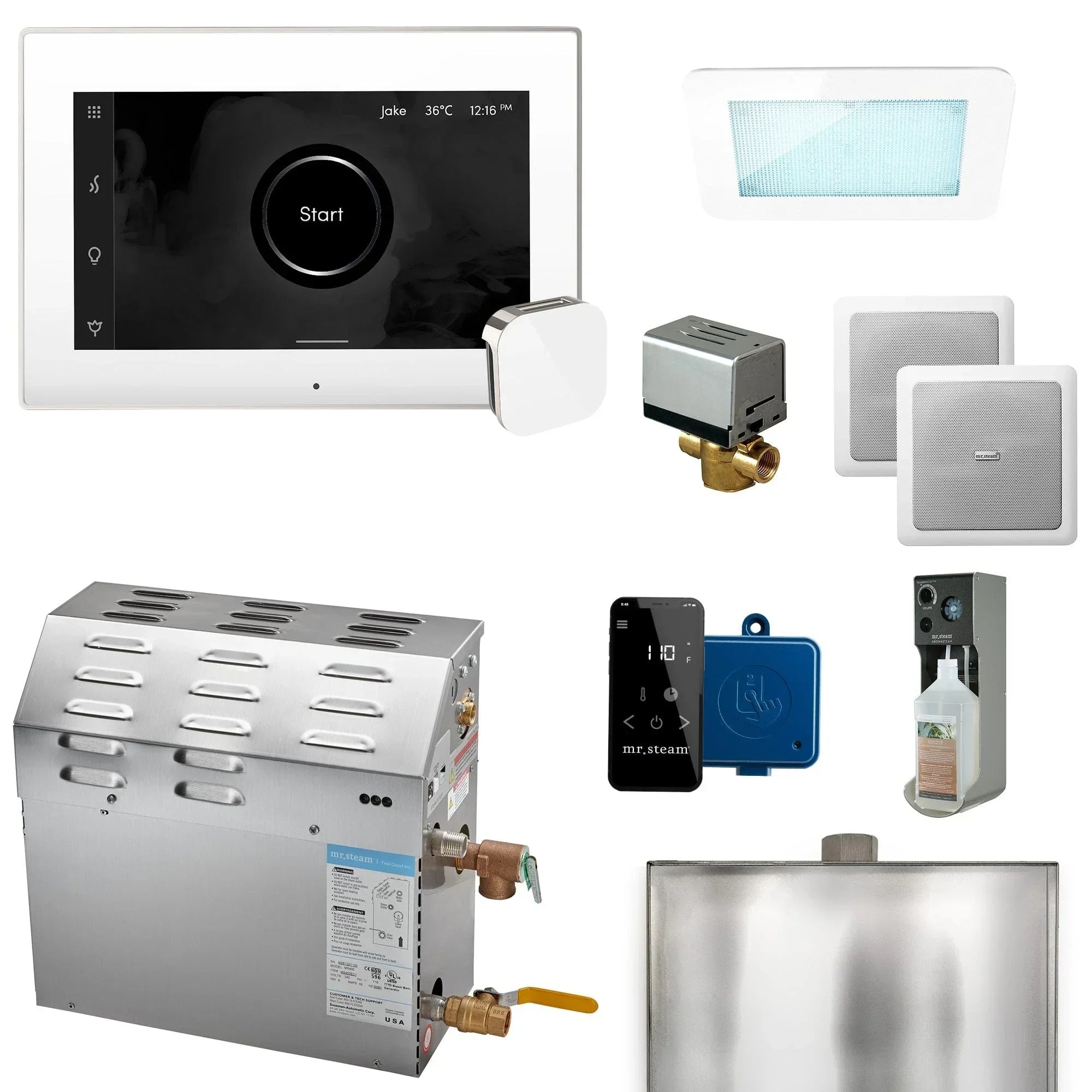 Mr.Steam MS XDream Generator Package Steam Shower Generator Package with iSteamX Control and Aroma Glass SteamHead - Green Vista Living