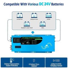 Sungold Power 3000W DC 24V Pure Sine Wave Inverter With Charger - Green Vista Living