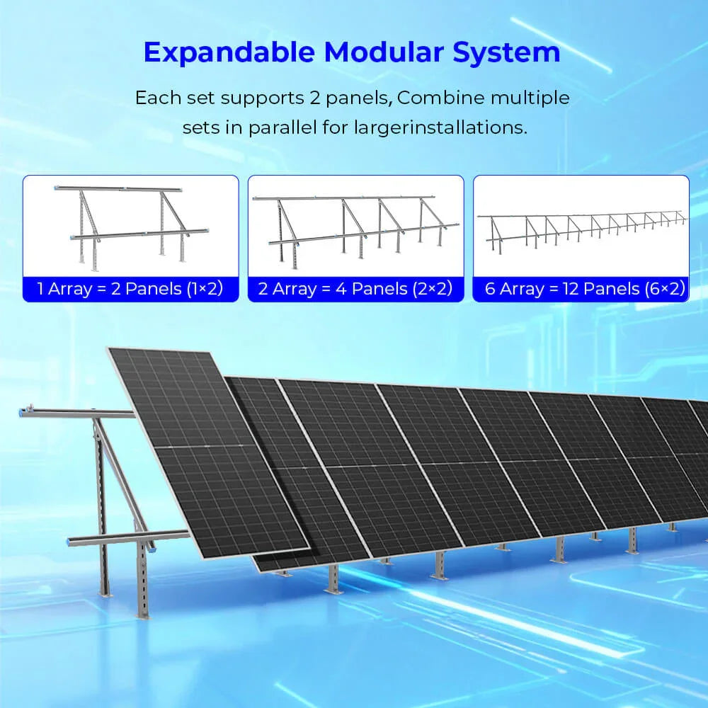 Sungold Power Modular & Expandable Ground Mount Brackets for 2× 400W–590W Solar Panels - Green Vista Living