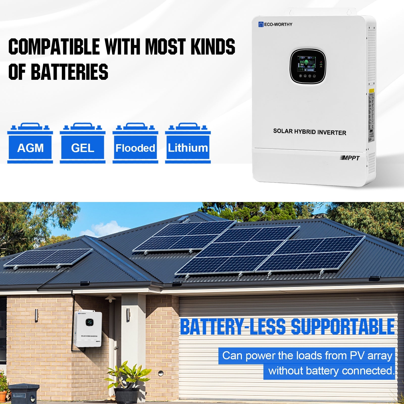 ECO-WORTHY 10KW Off-grid Inverter 48V 120V/240V Split Phase All-In-One Inverter Eco-Worthy