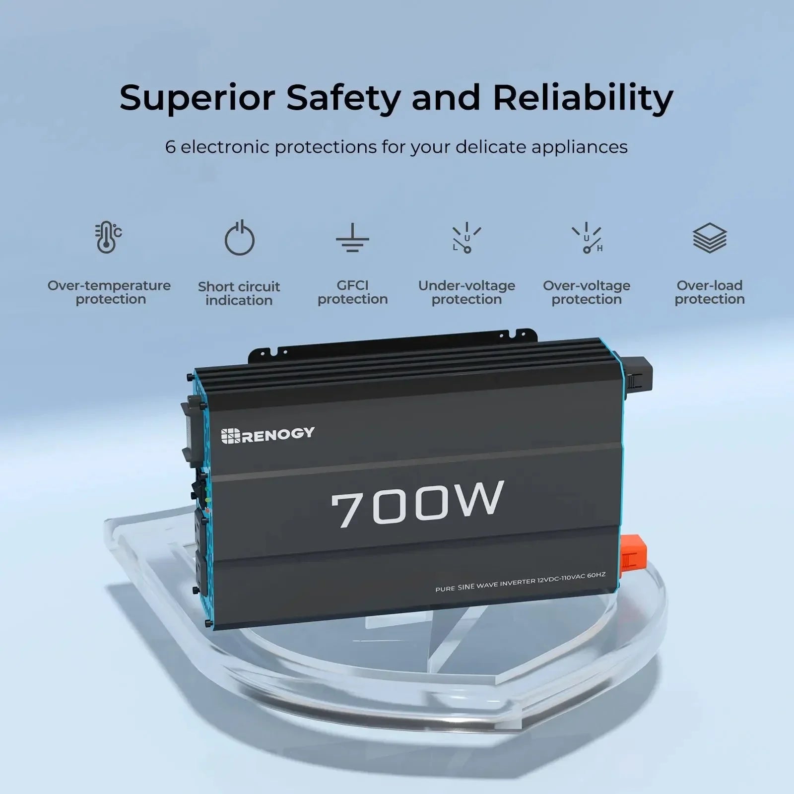 700W 12V Pure Sine Wave Inverter - Green Vista Living