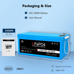 Sungold Power 24V 100Ah LiFePo4 Deep Cycle Lithium Battery Bluetooth Self-Heating / IP65 - Green Vista Living