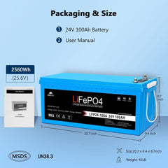 Sungold Power 24V 100Ah LiFePo4 Deep Cycle Lithium Battery Bluetooth Self-Heating / IP65 - Green Vista Living