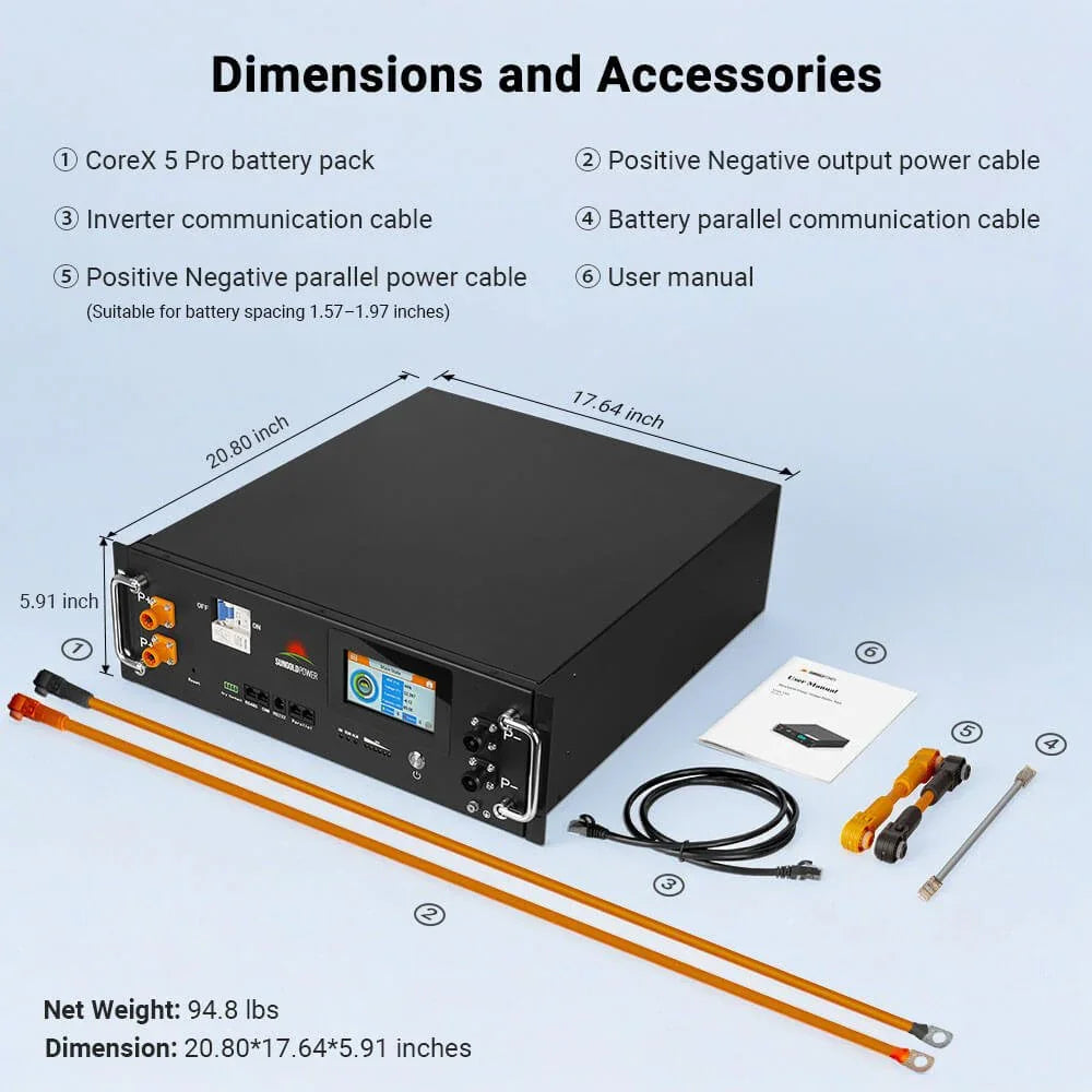 Sungold Power CoreX 5 Pro Server Rack 48V 100AH Residential Energy Storage Battery Pack - Green Vista Living