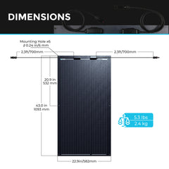 Renogy Flexible 100W 12V Black Division Lightweight Monocrystalline Solar Panel