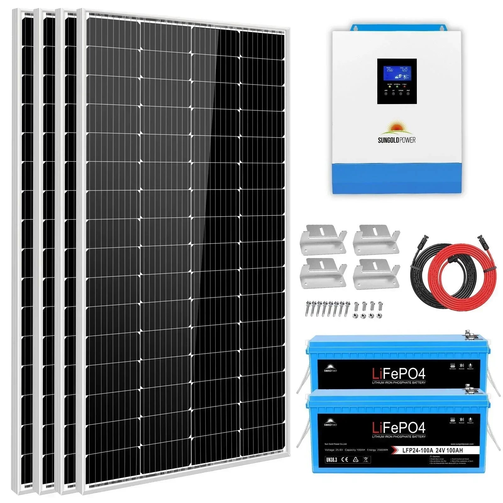 Solar Kit 3000W 24V Inverter 120V output Lithium Battery 800 Watt Solar Panel SGKT-3PRO - Green Vista Living