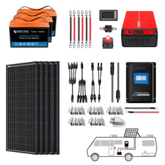 ACOPOWER Lithium Battery Mono Solar Power Complete System with Battery and Inverter for RV Boat 12V Off Grid Kit - Green Vista Living