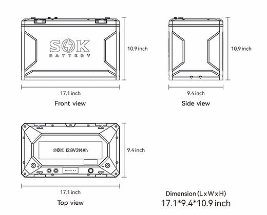 SOK Battery 12V 314Ah Lithium Battery, Built-in heater & Bluetooth, Victron CAN Comms | SOK Battery - Green Vista Living