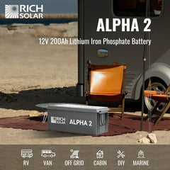 ALPHA 2 | 12V 200Ah LiFePO4 Battery | Powerful 12V Lithium Battery for RVs, Trailers, Vans, Boats, Off-Grid | 5,000 Lifetime Cycles | Bluetooth and Internal Heat Technology - Green Vista Living