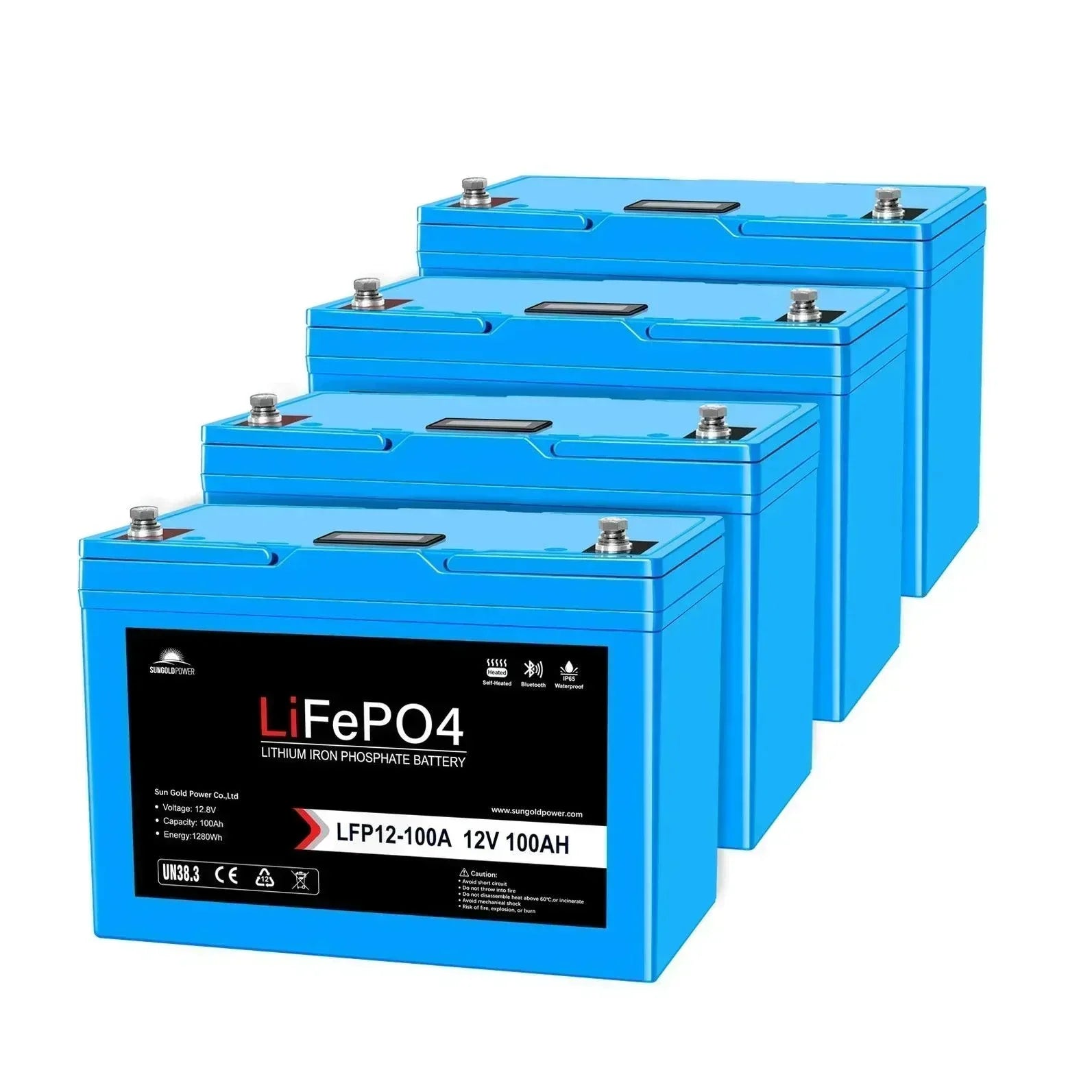 Sungold Power 12V 100AH LiFePO4 Deep Cycle Lithium Battery / Bluetooth /Self-heating / IP65 - Green Vista Living