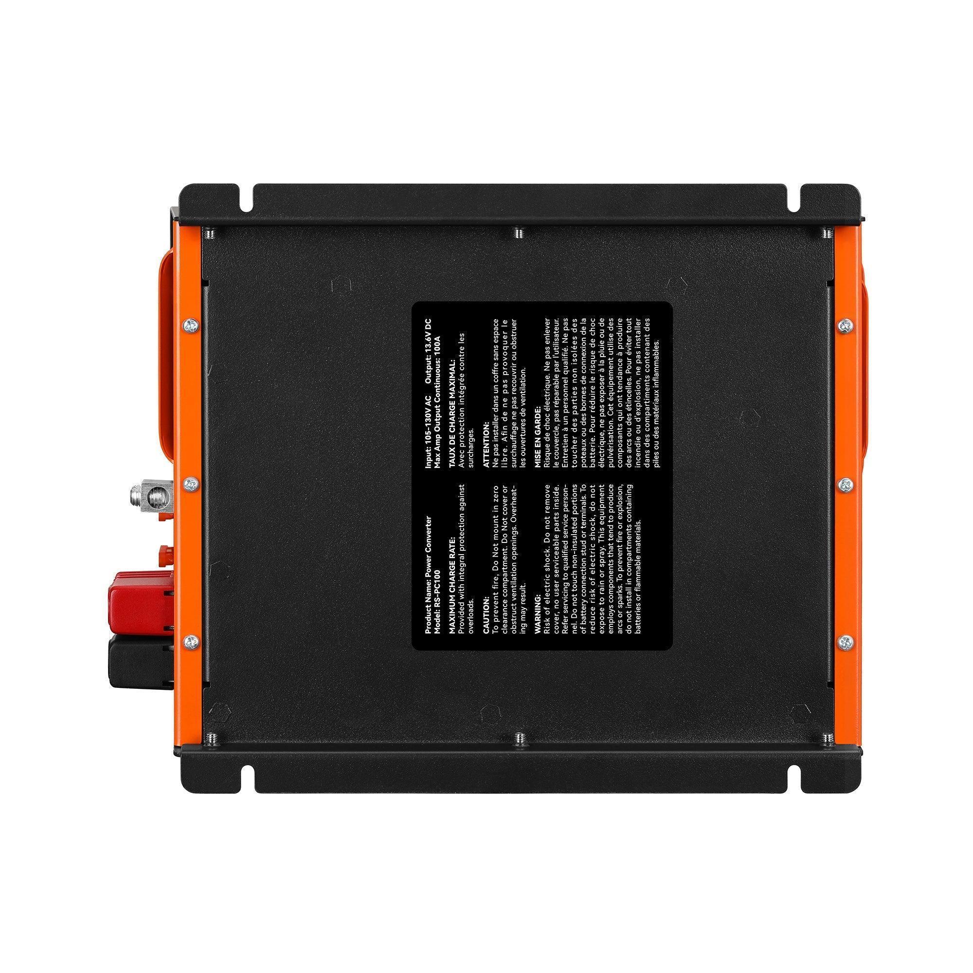 Rich Solar - 100 Amp Power Converter | 100A 120V Battery Charger | Overload, Overheat, Reverse Polarity Protection | Plug and Play - Green Vista Living