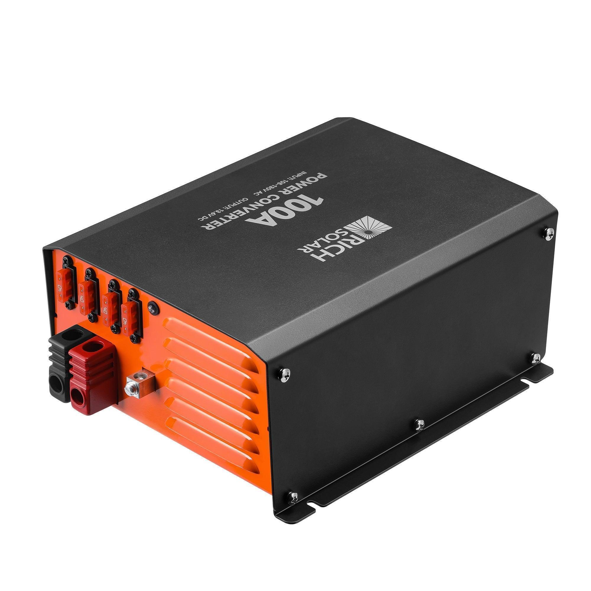 Rich Solar - 100 Amp Power Converter | 100A 120V Battery Charger | Overload, Overheat, Reverse Polarity Protection | Plug and Play - Green Vista Living
