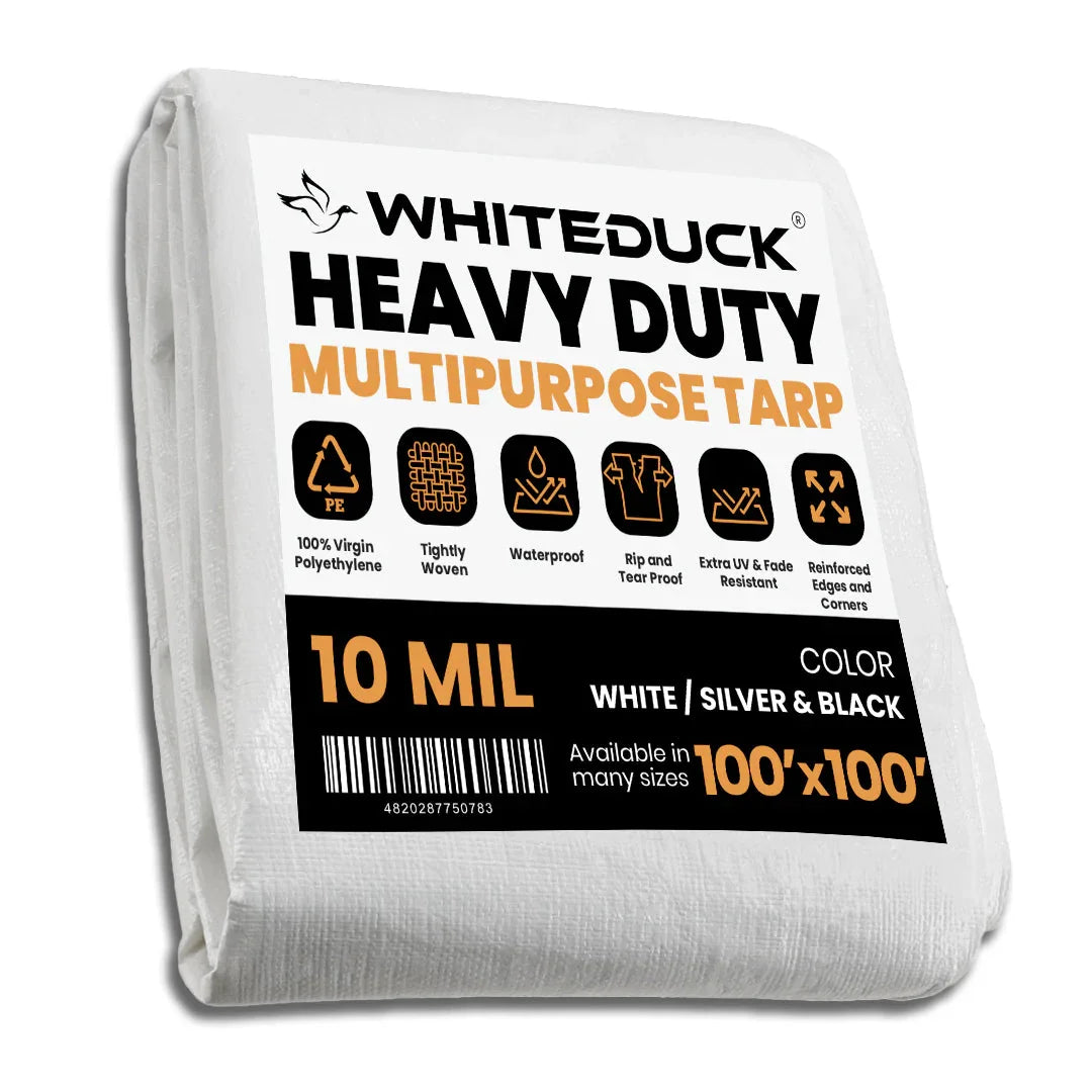 16’ x 20’ Heavy Duty Poly Tarp 10 mil, 6 oz - Black & Silver - Green Vista Living