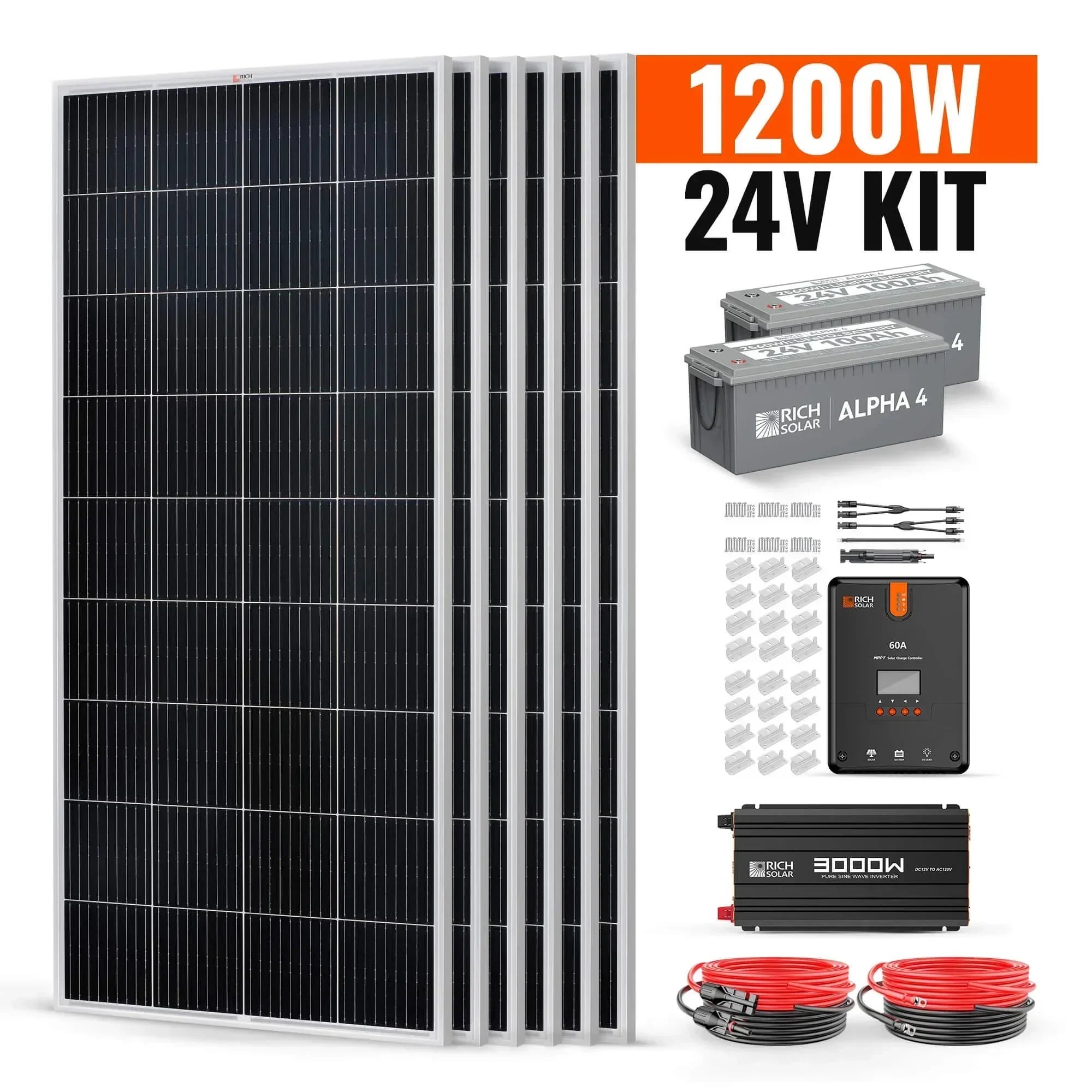 Rich Solar 6 Panel Complete Solar Kit - 1200 Watt 24V - Green Vista Living