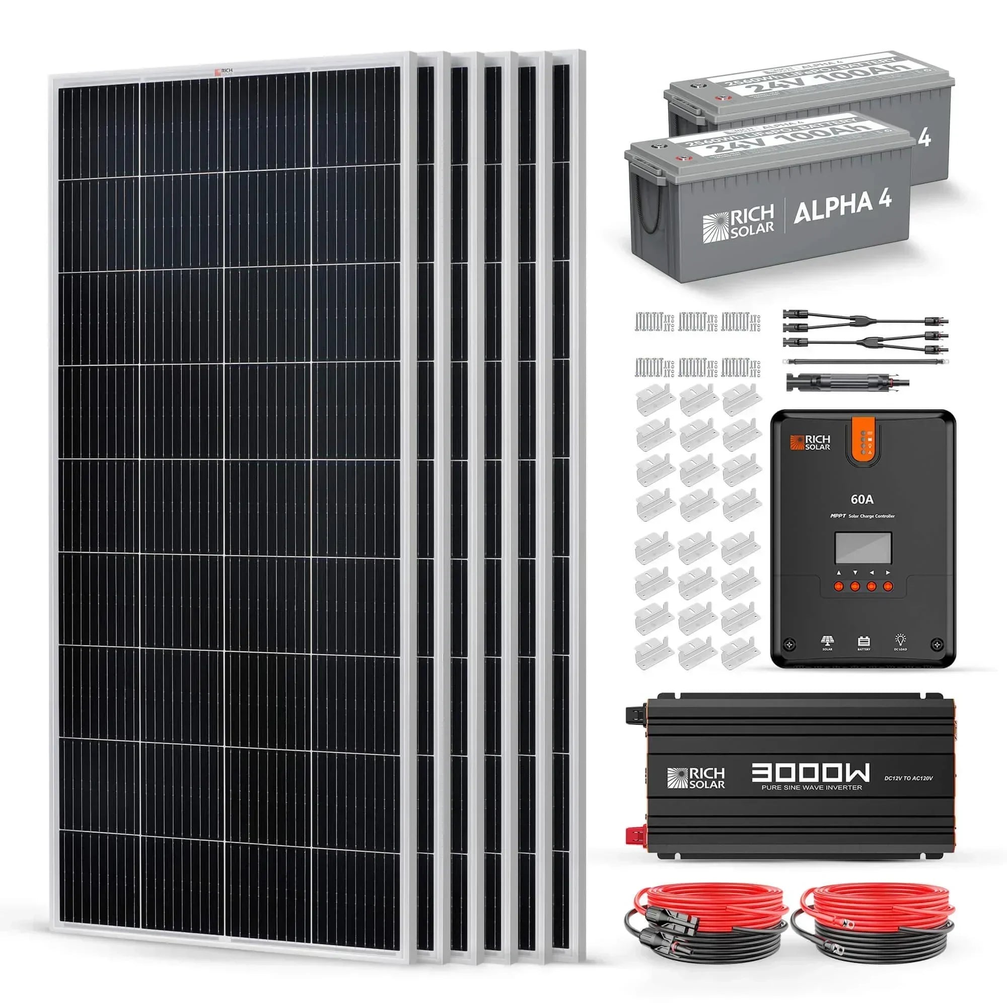 Rich Solar 6 Panel Complete Solar Kit - 1200 Watt 24V - Green Vista Living