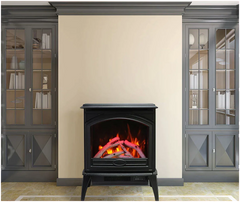 Amantii E50-NA Lynwood Series - 50 cm Freestand Electric Stove Featuring a Cast Iron Frame and a 10 Piece Birch Log Set - Green Vista Living