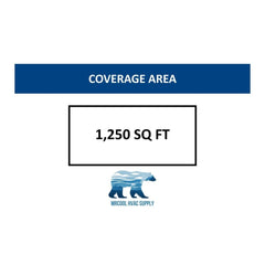MRCOOL HVAC Supply coverage area sign, 1,250 square feet, blue bear logo.