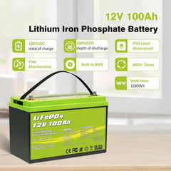 ACOPOWER 12V 100Ah LiFePO4 Deep Cycle Lithium Battery - Green Vista Living