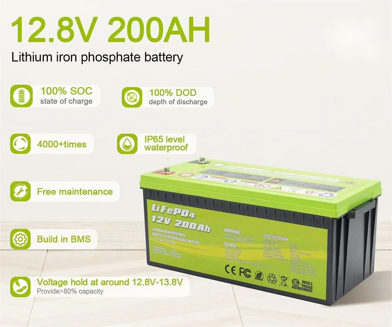 ACOPOWER 12V 200Ah LiFePO4 Deep Cycle Lithium Battery - Green Vista Living