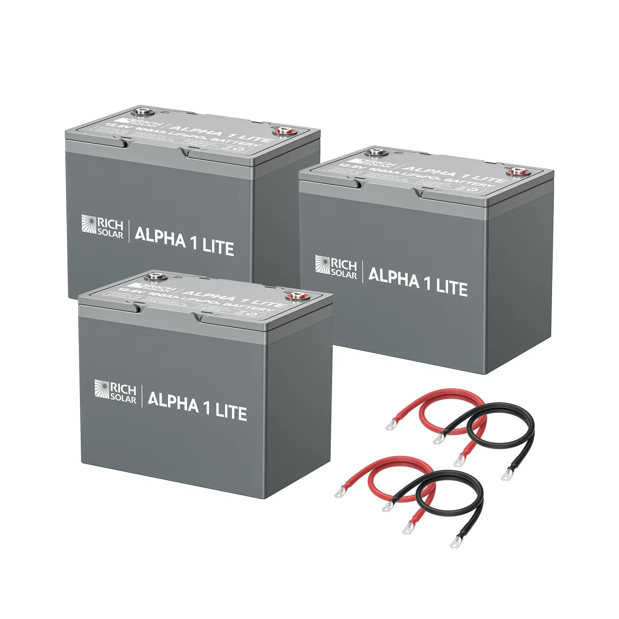 Rich Solar - 300Ah 12V LiFePO4 Off-Grid Battery Kit | 3.8kWh Deep Cycle Lithium Battery Bank | 3 X ALPHA 1 LITE in Parallel - Green Vista Living