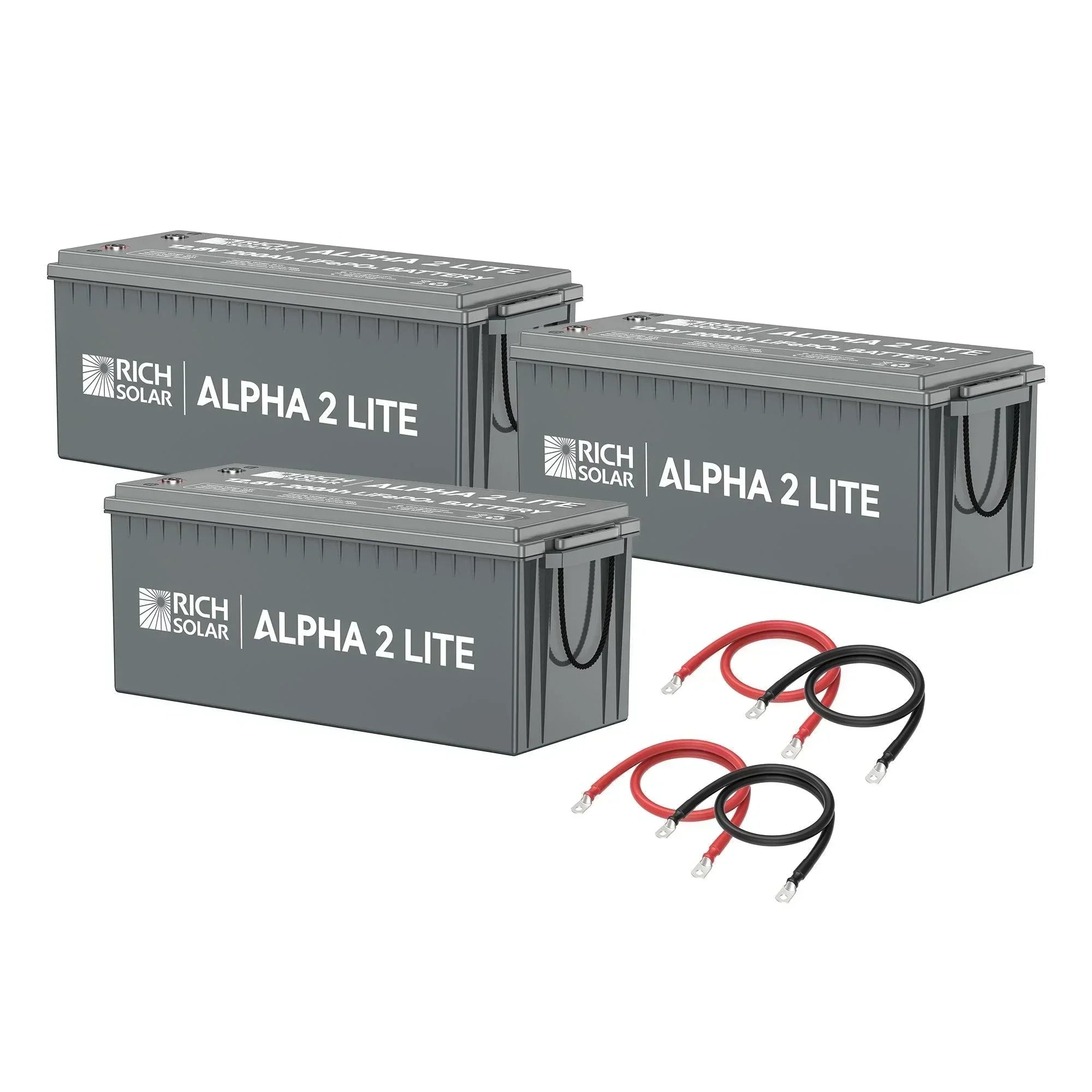 Rich Solar - 600Ah 12V LiFePO4 Off-Grid Battery Kit | 7.6kWh Deep Cycle Lithium Battery Bank | 3 X ALPHA 2 LITE in Parallel - Green Vista Living