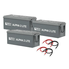 Rich Solar - 600Ah 12V LiFePO4 Off-Grid Battery Kit | 7.6kWh Deep Cycle Lithium Battery Bank | 3 X ALPHA 2 LITE in Parallel - Green Vista Living