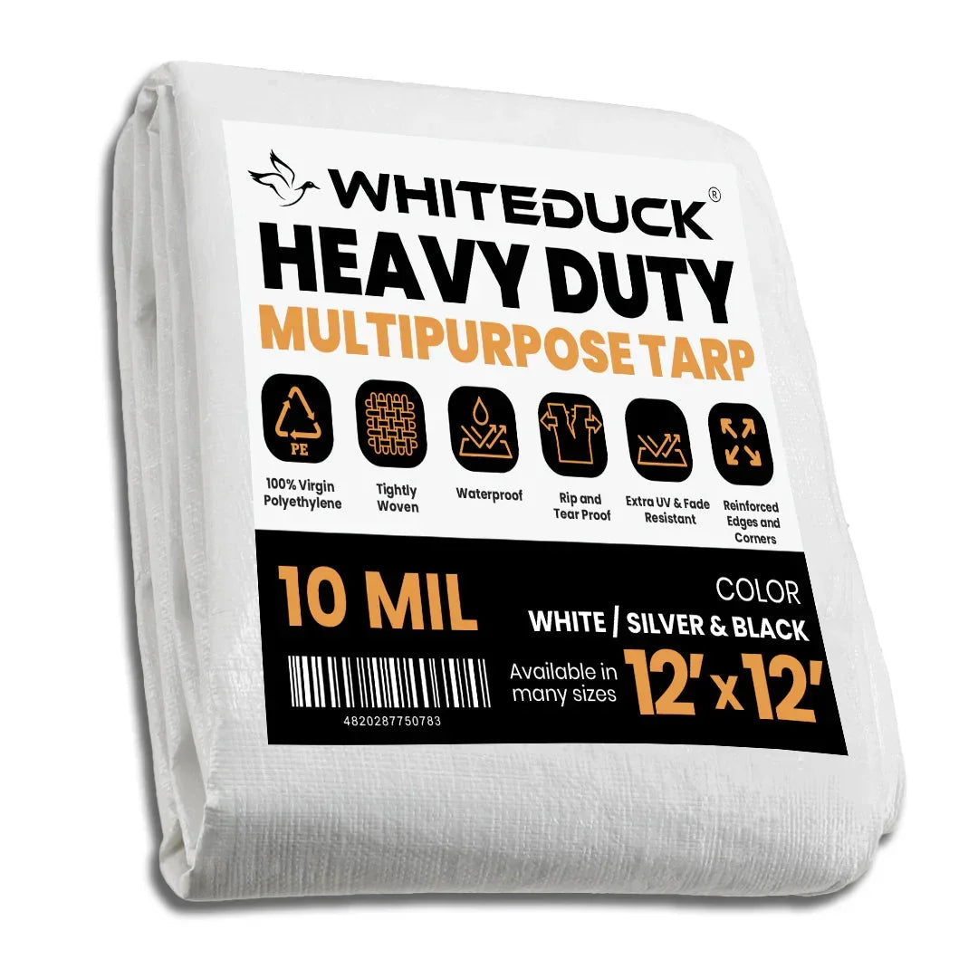 16’ x 20’ Heavy Duty Poly Tarp 10 mil, 6 oz - Black & Silver - Green Vista Living