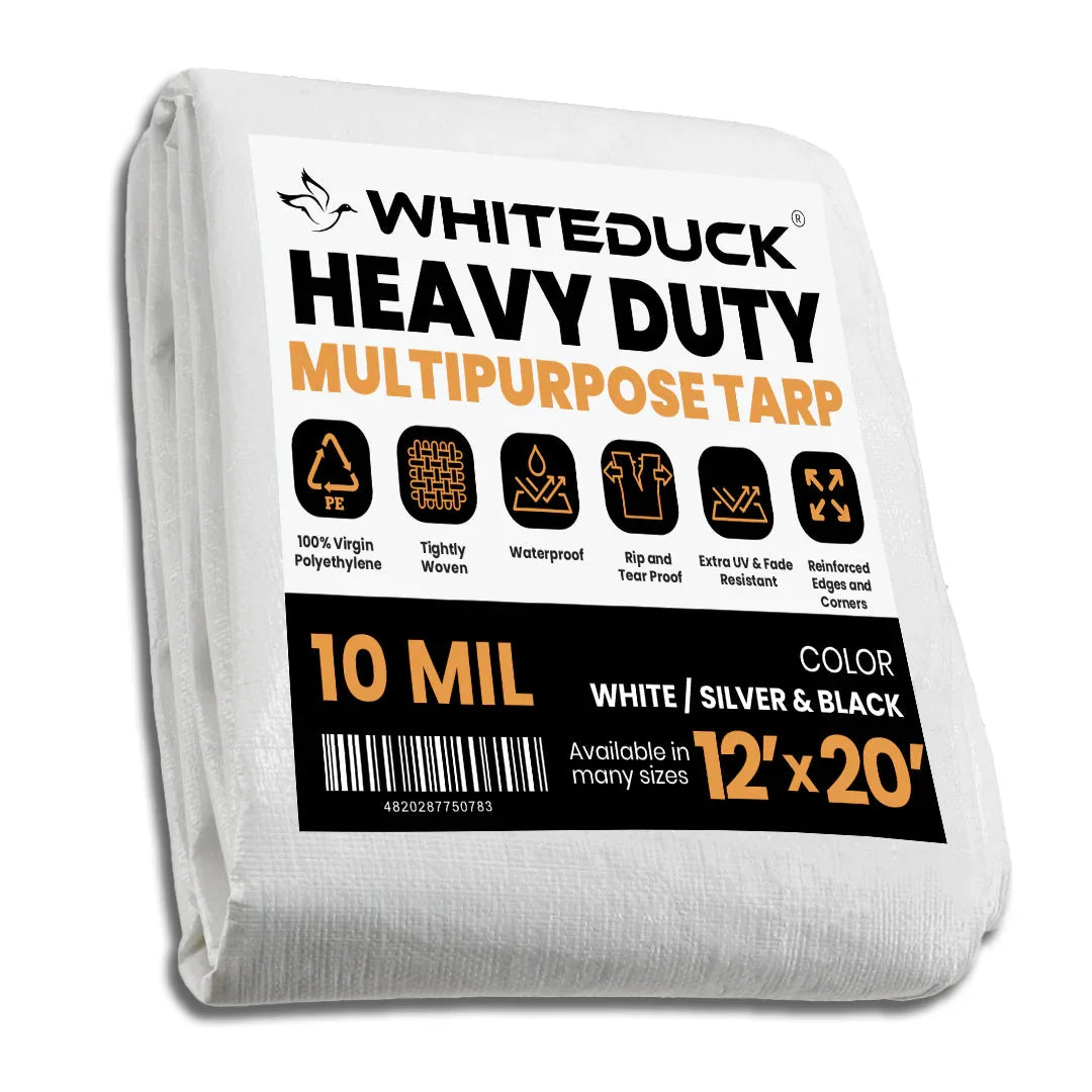 16’ x 20’ Heavy Duty Poly Tarp 10 mil, 6 oz - Black & Silver - Green Vista Living