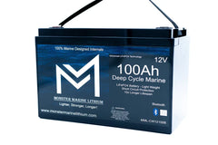Monster Marine Lithium 12V 100Ah deep cycle marine LiFePO4 battery with Bluetooth and handle