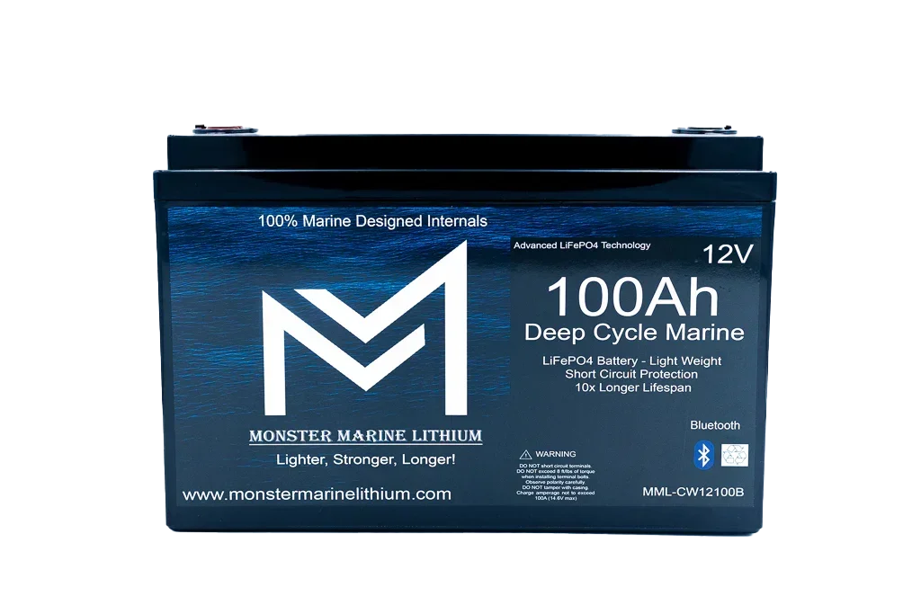 MONSTER MARINE LITHIUM 12V 100Ah deep cycle marine LiFePO4 battery with Bluetooth
