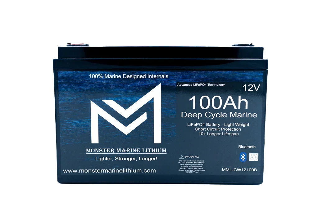 MONSTER MARINE LITHIUM 12V 100Ah deep cycle marine LiFePO4 battery with Bluetooth