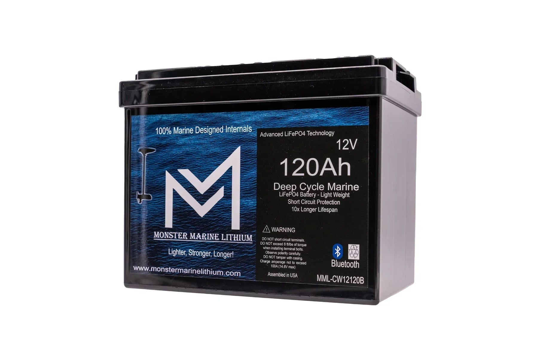 12V 120Ah Slim Bluetooth Lithium Deep Cycle Marine Battery MML-12120SB (w/ bluetooth) - Green Vista Living