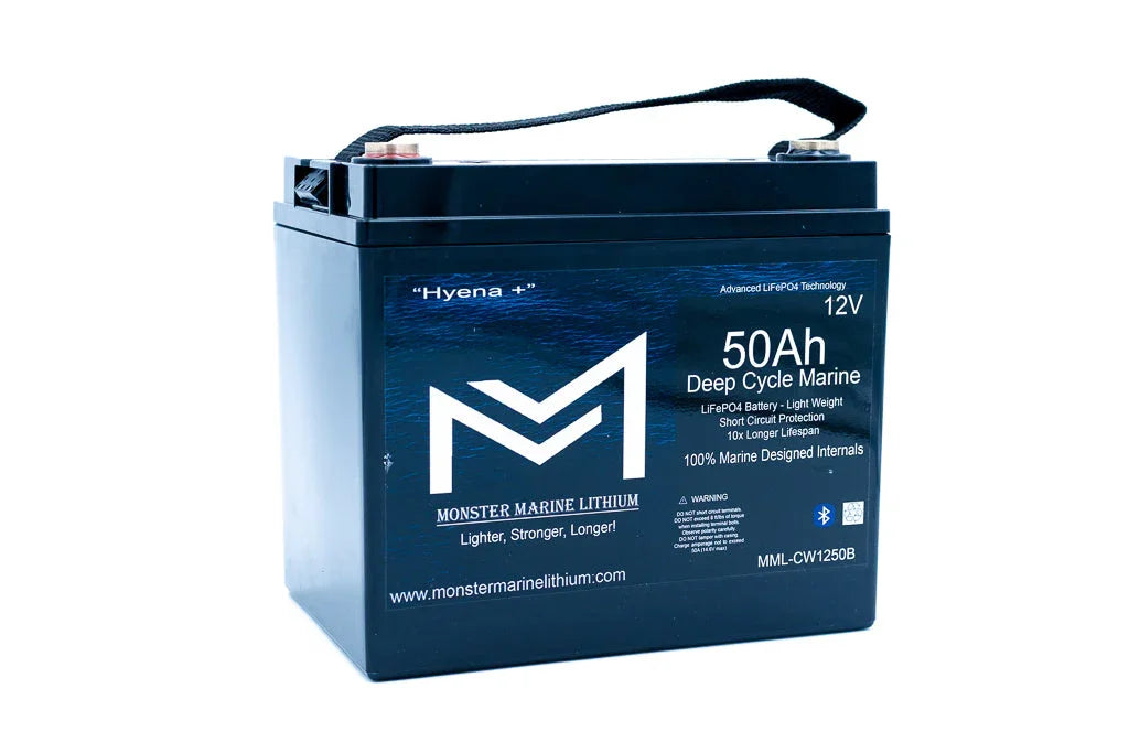 MONSTER MARINE LITHIUM 12V 50Ah deep cycle marine LiFePO4 battery with handle
