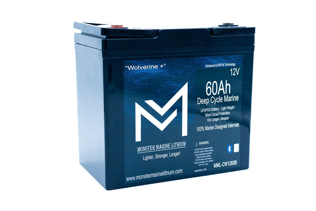 Monster Marine Lithium 12V 60Ah deep cycle marine battery with LifePO4 technology