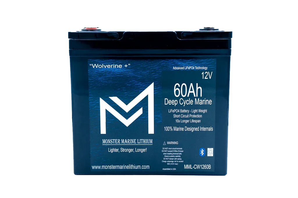 Monster Marine Lithium 12V 60Ah deep cycle marine battery with Bluetooth LiFePO4